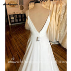 Vestidos de novia sencillos NumberSea 2025, recién llegados, vestido de novia largo con escote en V, alta calidad, con cremallera, corte A, elegante vestido de novia 