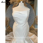 Vestido de novia de sirena de satén mikado de talla grande NumberSea para mujer 2025, elegante vestido de novia bohemio para playa. 