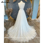 Vestido de novia de corte A para mujer de NumberSea, estilo bohemio, de tul, para fiesta de noche, para playa 