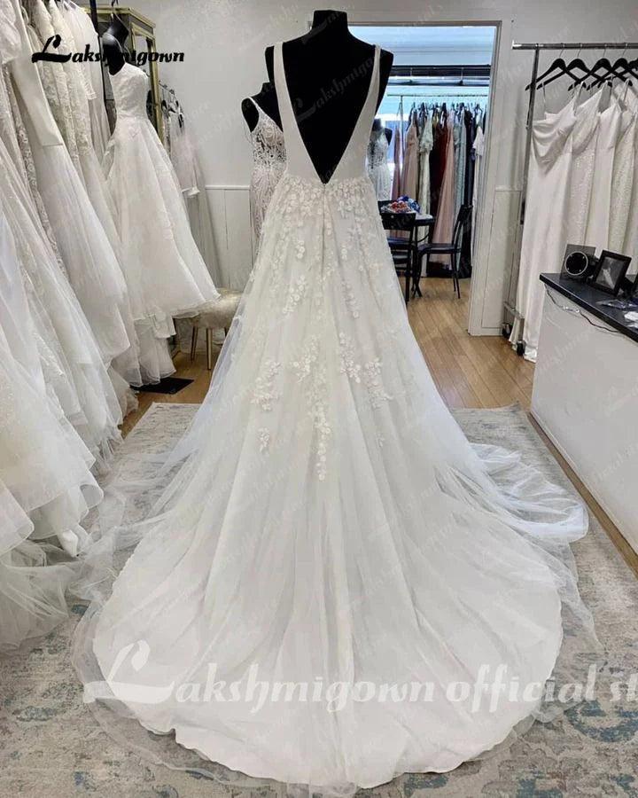 NumberSea Tüll A-Linie Hochzeitskleid Strand Sommer 2025 Abito Sposa Donna Elegante Braut Boho Kleider Spitze Hochzeitskleid 