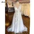 Vestido de novia NumberSea estilo bohemio con encaje floral, sin espalda, para playa, para mujer, 2025 