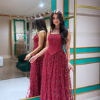 Luxury Sage Green Beaded A-Line Spaghetti Strap Evening Dress