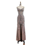 Vestido de Fiesta Sirena Corsé Nude de Lujo con Cuentas LA72803A