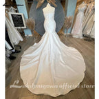 Vestido de novia de sirena de satén mikado de talla grande NumberSea para mujer 2025, elegante vestido de novia bohemio para playa. 