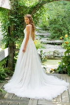 Vestidos de novia NumberSea, sin mangas, con apliques, corte A, de tul, para mujer 