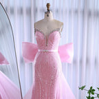 Luxuriöses rosa Abendkleid mit Schleife aus Dubai