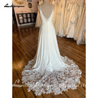 Vestido de novia bohemio de satén suave NumberSea, elegante vestido de novia con escote en V y cola larga, vestidos sencillos para mujer 2025, vestido de novia 