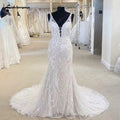 Vestido de novia de corte sirena/trompeta con encaje de princesa NumberSea, espalda descubierta, cola de corte, 2025, hombros descubiertos 