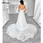 NumberSea Spaghetti A-Linie Boho Hochzeitskleid für Frauen Vestito Donna 2025 Pailletten Spitze Vintage Strand Brautkleider Offener Rücken 