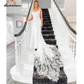 Vestido de novia NumberSea de satén suave para mujer, estilo bohemio, con escote redondo, para playa, 2025 
