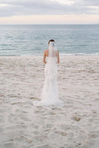NumberSea Vestidos de Novia de Encaje Blanco con Hombros Descubiertos y Escote Corazón Estilo Sirena para Playa