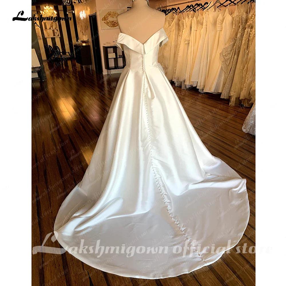 Vestidos de novia NumberSea de satén 2025 para mujer, sin tirantes, sin mangas, color marfil, largo, corte A, con cremallera, sencillo y sexy. 