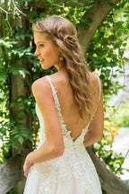Vestidos de novia NumberSea, sin mangas, con apliques, corte A, de tul, para mujer 