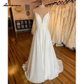 Vestidos de novia sencillos NumberSea 2025, recién llegados, vestido de novia largo con escote en V, alta calidad, con cremallera, corte A, elegante vestido de novia 