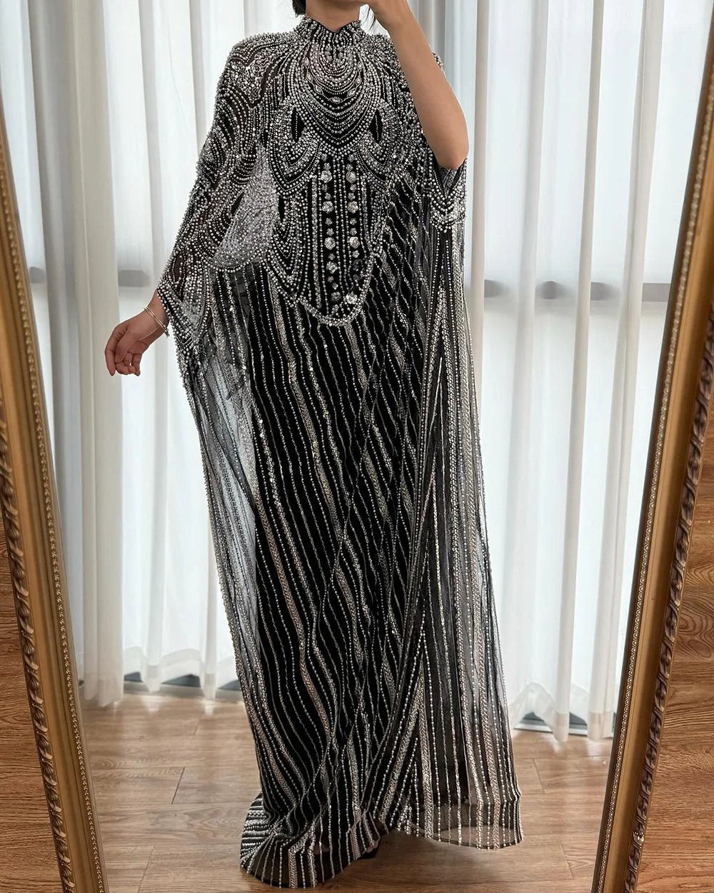 Luxuriöses Champagner Kaftan Abendkleid Hochzeits-Ballkleid