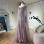 Dubai Luxuriöses Abendkleid mit nackten Cape-Ärmeln und Perlen LA72575A