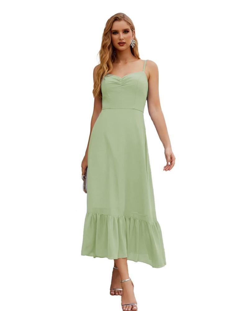 Numbersea Spaghetti Strap Chiffon Bridesmaid Dress Ankle Length Formal A Line Cocktail Party Homecoming Dress for Juniors SEA28028-numbersea