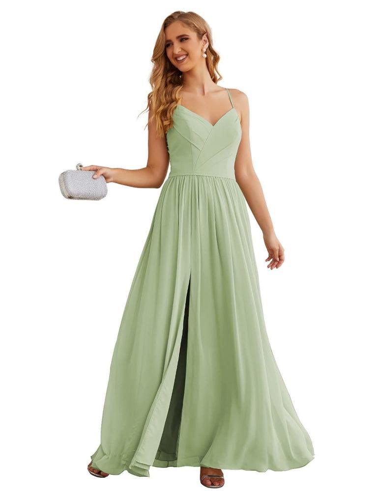 NumberSea - Numbersea Spaghetti Strap Bridesmaid Dresses Long Formal Party Prom Gowns 28060