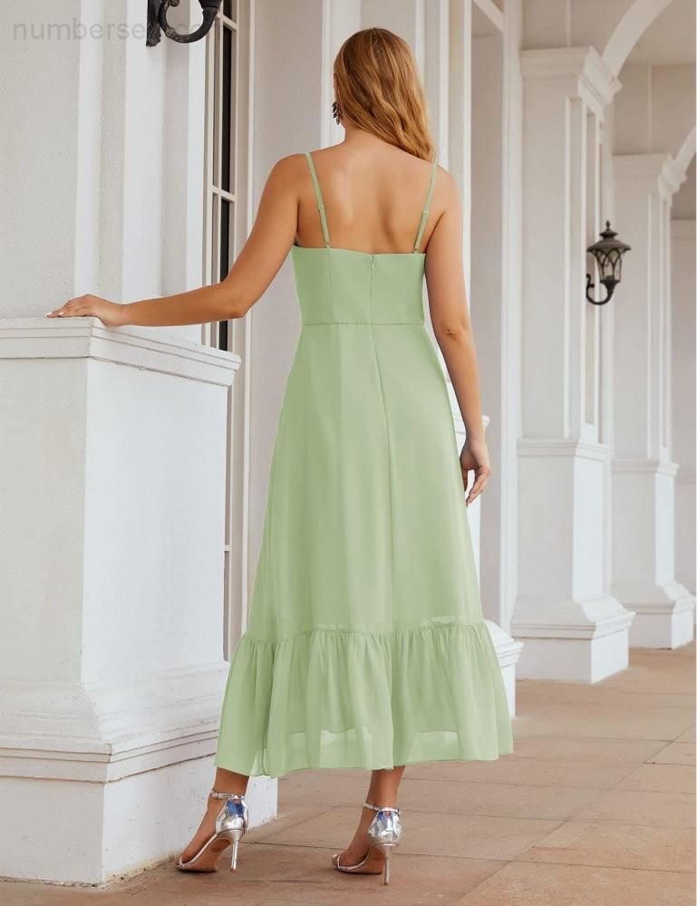Numbersea Spaghetti Strap Chiffon Bridesmaid Dress Ankle Length Formal A Line Cocktail Party Homecoming Dress for Juniors SEA28028-numbersea