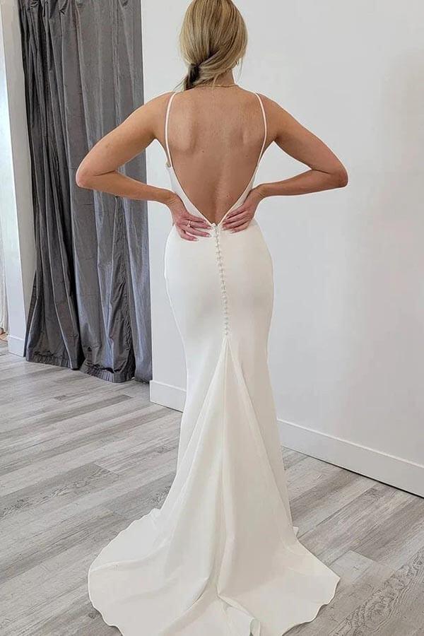Vestido de novia NumberSea de satén, corte sirena, escote redondo y espalda descubierta, MW897