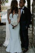 NumberSea - Vestido de novia de satén con escote corazón y corte sirena para playa, MW648