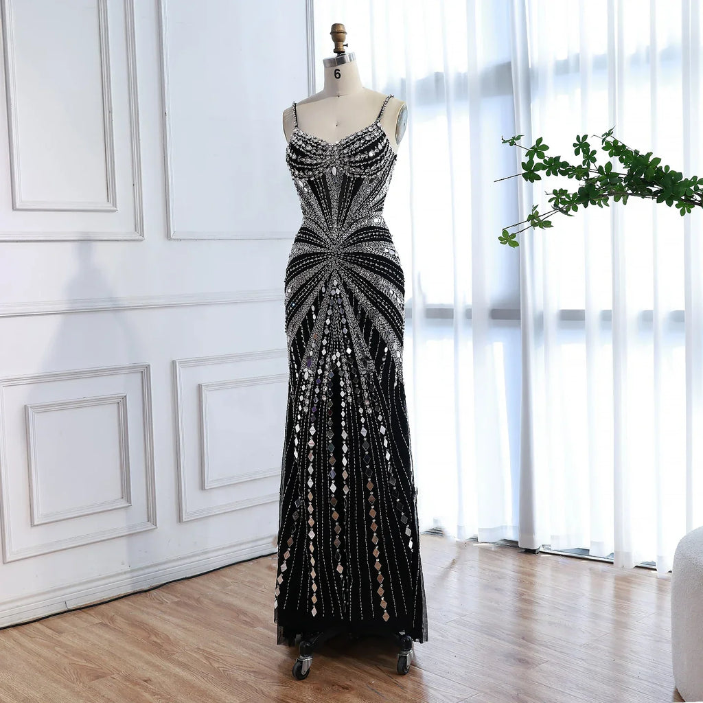 Vestido de Fiesta Sirena Corsé Nude de Lujo con Cuentas LA72803A