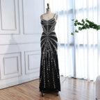 Vestido de Fiesta Sirena Corsé Nude de Lujo con Cuentas LA72803A