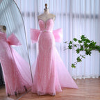 Luxuriöses rosa Abendkleid mit Schleife aus Dubai