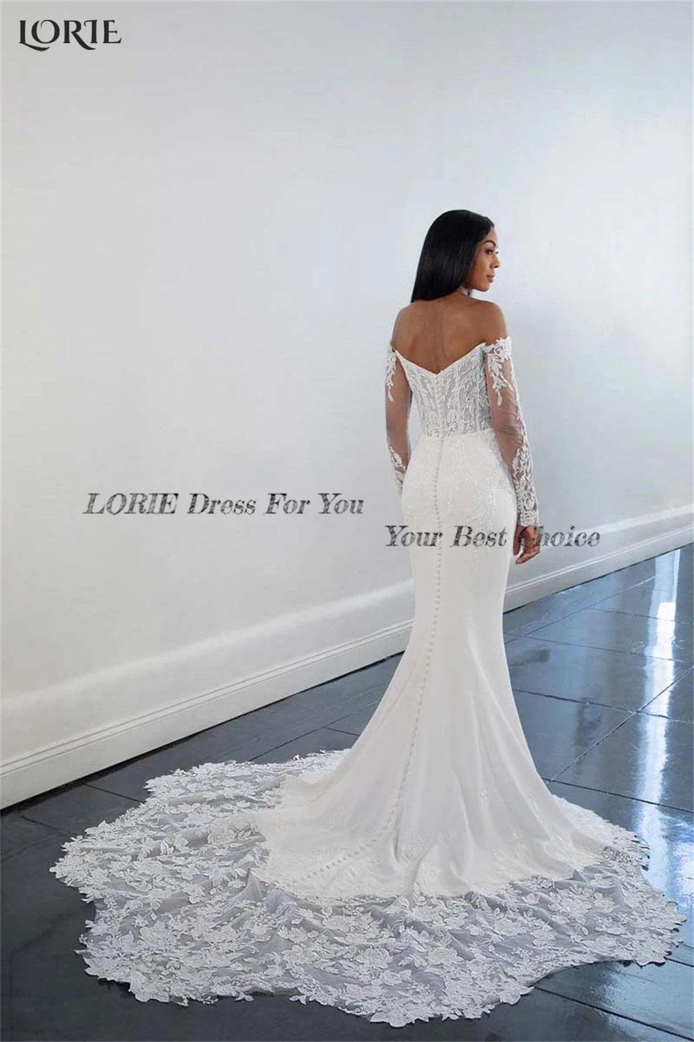 Vintage Lace Mermaid Wedding Dresses Off Shoulder Long Sleeves Appliques Bridal Gowns Backless Bodycon V-Neck Bride Dress