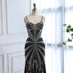 Vestido de Fiesta Sirena Corsé Nude de Lujo con Cuentas LA72803A