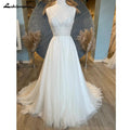 Vestido de novia de corte A para mujer de NumberSea, estilo bohemio, de tul, para fiesta de noche, para playa 