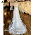 Vestido de novia NumberSea estilo bohemio con encaje floral, sin espalda, para playa, para mujer, 2025 
