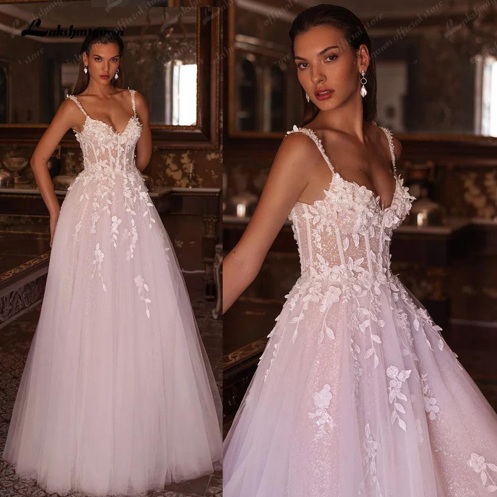 Vestido de novia de playa de corte A con encaje bohemio NumberSea NumberSea para mujer 2024, vestido de novia para novia, vestido de casamento civil 