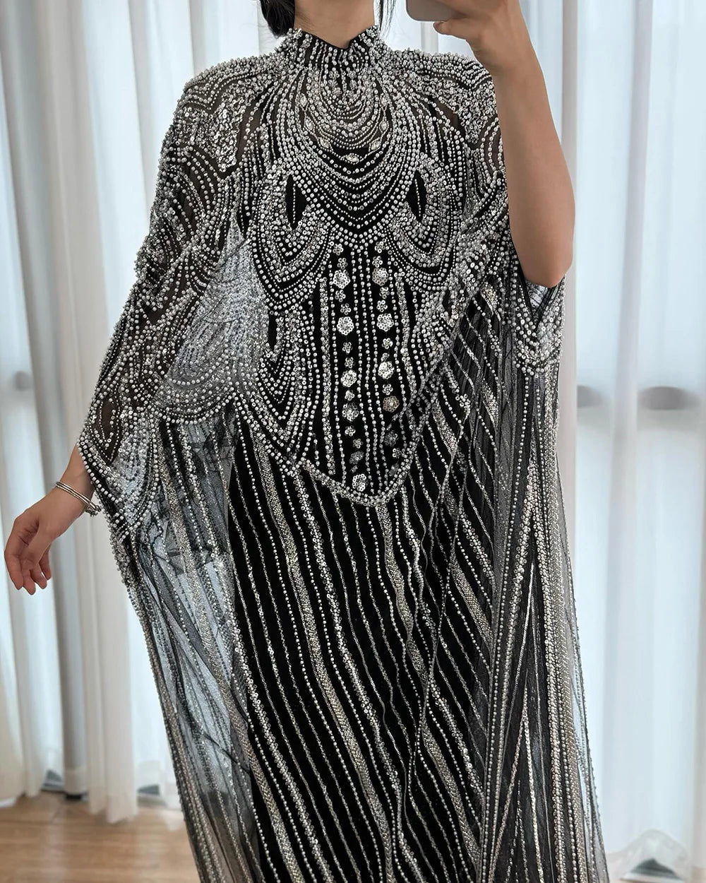 Luxuriöses Champagner Kaftan Abendkleid Hochzeits-Ballkleid