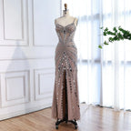 Vestido de Fiesta Sirena Corsé Nude de Lujo con Cuentas LA72803A