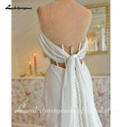 Vestidos de novia elegantes con frunces y corte sirena de crepé elástico con hombros descubiertos y mangas desmontables en talla grande. 