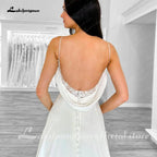 NumberSea Spaghetti A-Linie Boho Hochzeitskleid für Frauen Vestito Donna 2025 Pailletten Spitze Vintage Strand Brautkleider Offener Rücken 