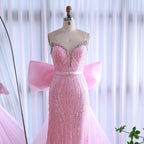Luxuriöses rosa Abendkleid mit Schleife aus Dubai