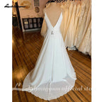 Vestidos de novia sencillos NumberSea 2025, recién llegados, vestido de novia largo con escote en V, alta calidad, con cremallera, corte A, elegante vestido de novia 