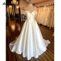Vestidos de novia NumberSea de satén 2025 para mujer, sin tirantes, sin mangas, color marfil, largo, corte A, con cremallera, sencillo y sexy. 
