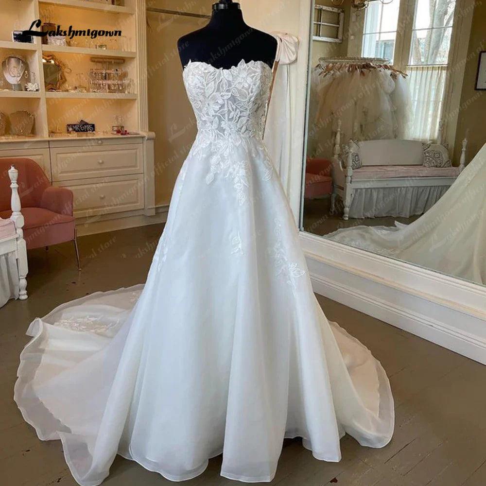 Vestido de novia estilo bohemio de corte A con escote en forma de corazón de NumberSea, apliques 2025, vestido de novia a medida, vestido de novia 