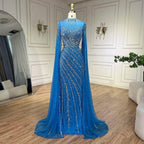 Serene Hill - Vestidos de noche largos de lujo estilo Dubái con mangas estilo sirena, encaje y cuentas, para mujer, para boda o fiesta, LA71885A 