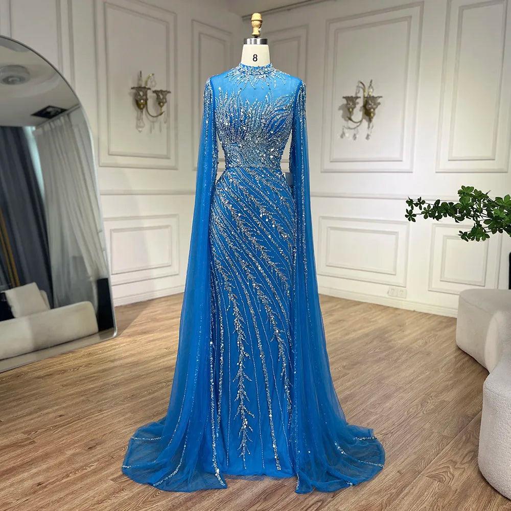 Serene Hill - Vestidos de noche largos de lujo estilo Dubái con mangas estilo sirena, encaje y cuentas, para mujer, para boda o fiesta, LA71885A 