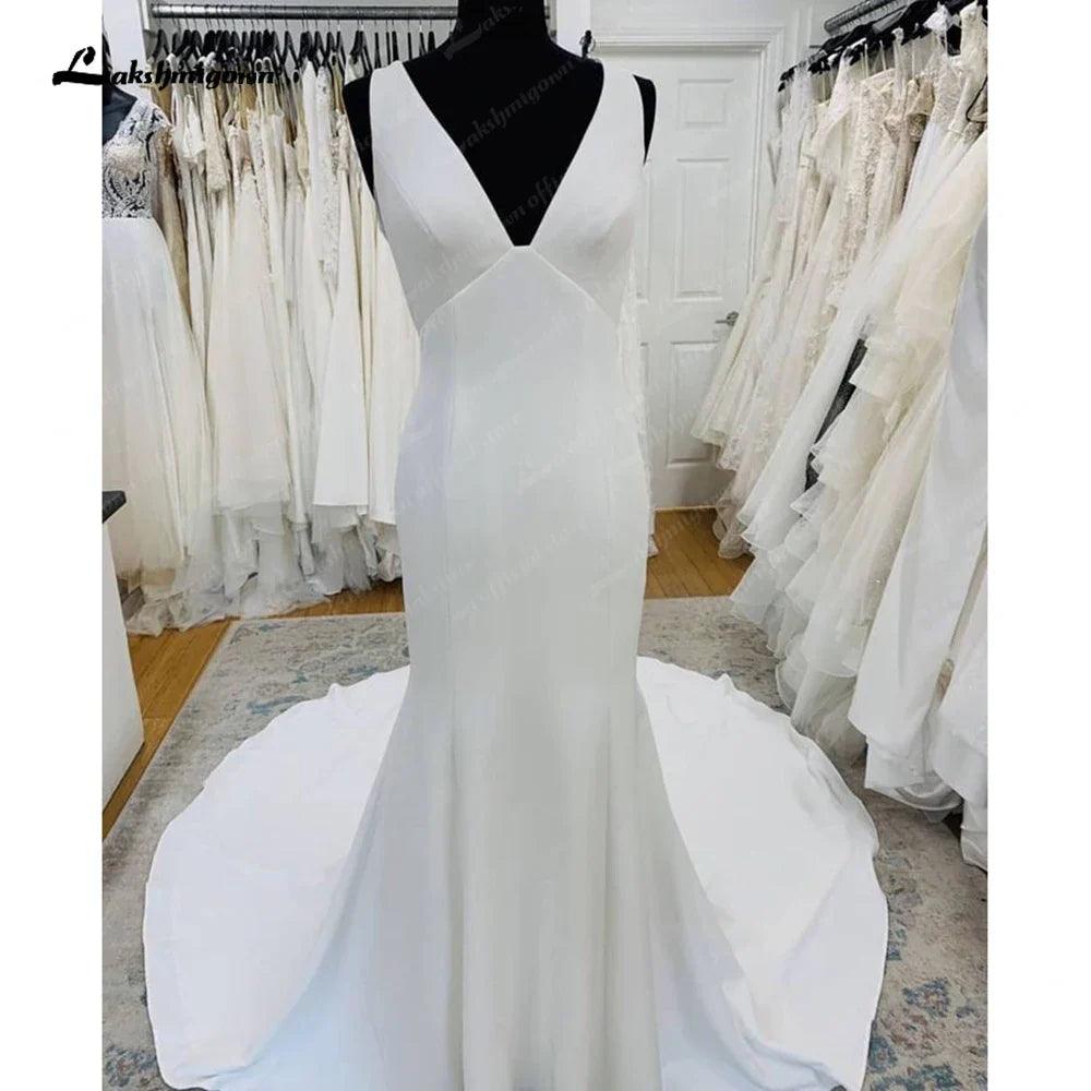 Vestidos de novia de sirena de satén NumberSea para novia con espalda descubierta, elegantes vestidos de novia bohemios. 