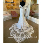 NumberSea Vintage Lace Off the Shoulder Crepe Women Birdal Mermaid Wedding Gowns Wedding Dress Sleevess vestido de festa
