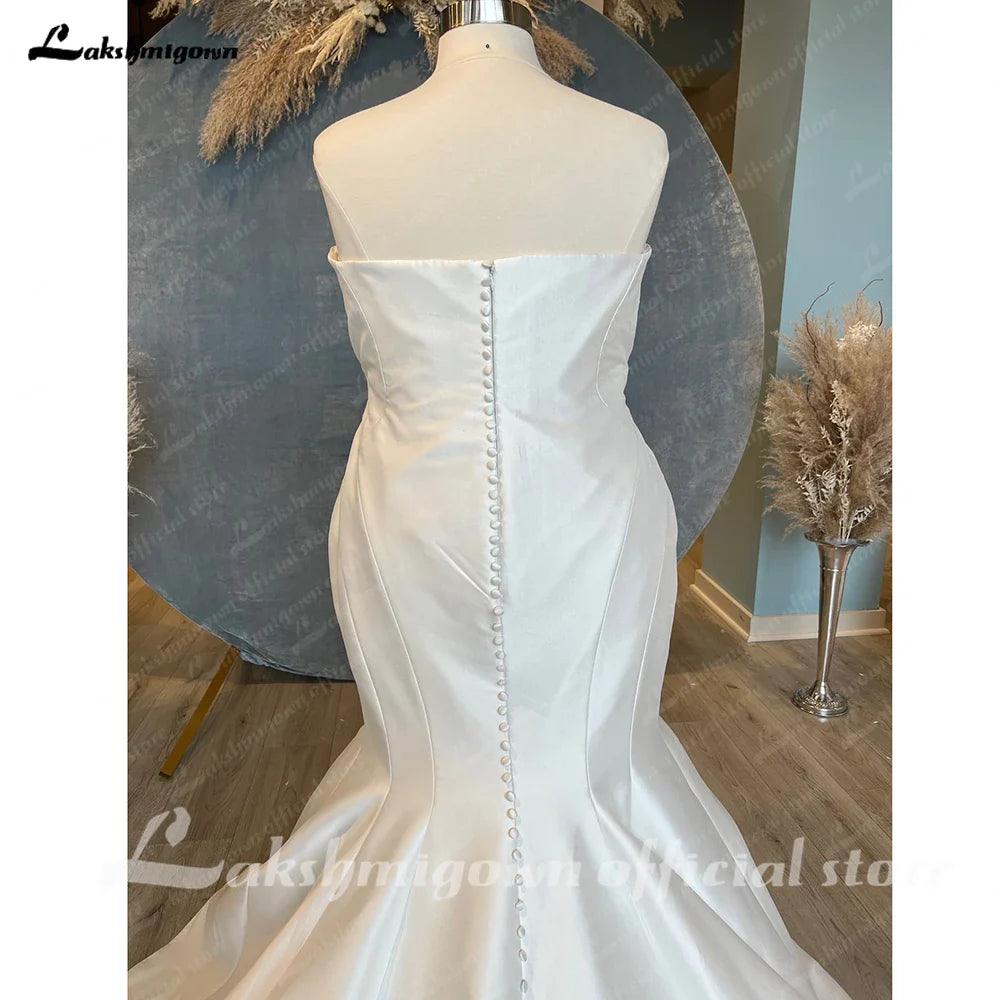 Vestido de novia de sirena de satén mikado de talla grande NumberSea para mujer 2025, elegante vestido de novia bohemio para playa. 