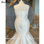 Vestido de novia de sirena de satén mikado de talla grande NumberSea para mujer 2025, elegante vestido de novia bohemio para playa. 