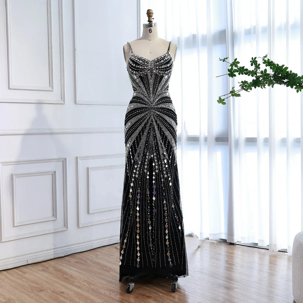 Vestido de Fiesta Sirena Corsé Nude de Lujo con Cuentas LA72803A