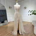 Light Pink Spaghetti Strap Mermaid Evening Dress with Beaded Overskirt