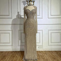 Serene Hill 2024 Luxury Dubai Nude Sweetheart Mermaid Beaded Evening Gowns with Back Split for Women's Party LA72560A